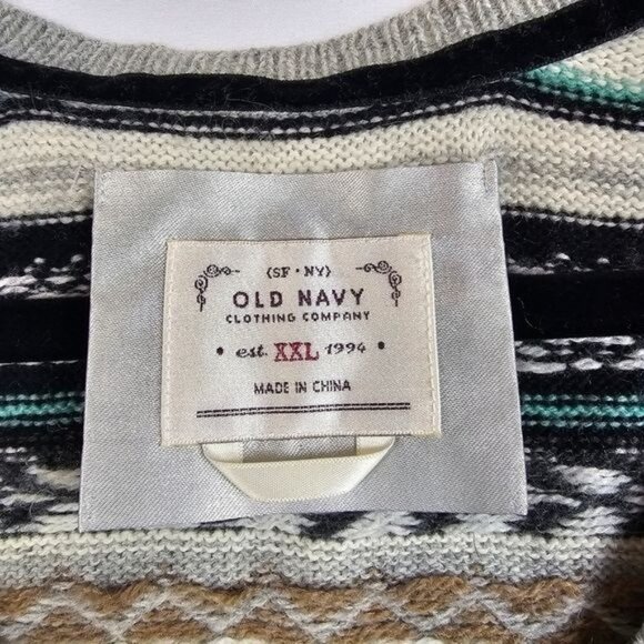 Old Navy V-Neck Fair Isle Sweater Size XXL‎ Wool/Angora Blend Preppy Academia - Picture 4 of 5